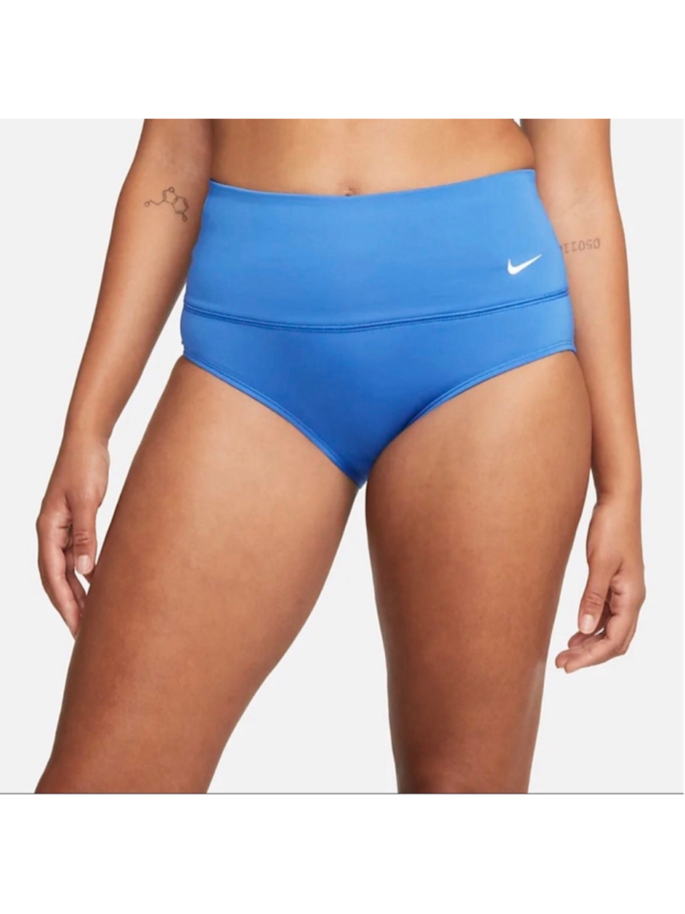 Nike Essential High Waisted Swim Bottoms Blue Medium NWT Womens Bikini